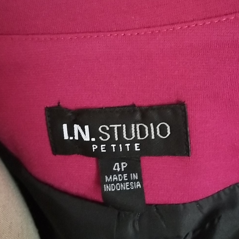 NWT I.N. Studio Women's Petite Pink & Black Blazer - Picture 6 of 9